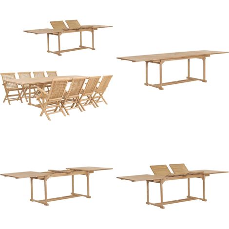 Meuble à dîner de jardin 9 pcs 180-280x100x75 cm Teck massif - ensemble de salle à manger de jardin - meubles de jardin en bois - Home & Living (1/5)