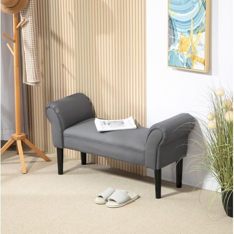 Banco acolchado para dormitorio y entrada, gris oscuro, 102 x 36 x 51 cm, OKWISH (1/5)