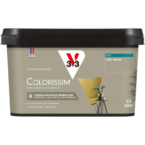 Peinture murale intérieure Colorissim® V33 Vert sauge Mat 2,5L