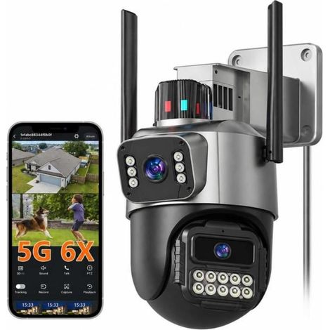 Caméra de surveillance 5G pour extérieur, 6 MP avec double objectif pour extérieur, IP66, caméra de sécurité extérieure (1/5)