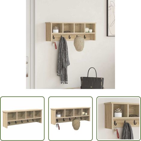 Étagère murale - Porte-manteau mural avec étagère Chêne sonoma 75 x 16 x 26 cm (1/5)