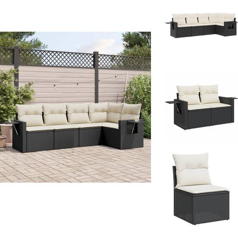 Salon de jardin 5 pcs avec coussins noir résine tressée - Salon De Jardin - Meuble De Jardin - Canapé Extérieur - Ensemble Salon - Résine Tressée (1/5)