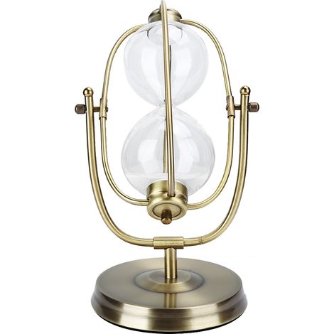 Sablier 30 minutes, horloge de sable en verre et métal, ornement artisanal, décoration bureau, cadeau étude (1/5)