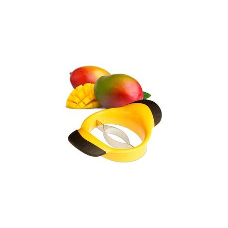 Taglia mango - Taglia a metà e rimuove i semi, manico antiscivolo, lama in acciaio inossidabile, taglia frutta (giallo) - Crezuo (1/5)