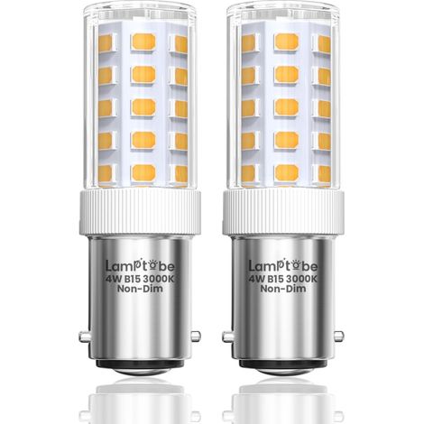 4W Ampoule Machine a Coudre, Ampoule Baillonette B15 Blanc Chaud 3000K, 40W Équivalent, AC 220-240V, Non-Dimmable, Ampoule LED B15 pour Machine à Coudre, Hotte Aspirante, 2 pièces (1/5)