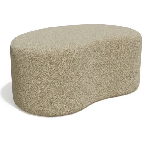 Pouf 80cm en tissu bouclette taupe (1/5)