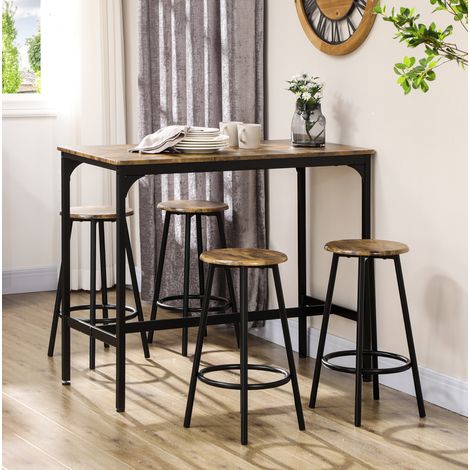 Conjunto mesa comedor y 4 taburetes industrial OKMYHOME (1/4)