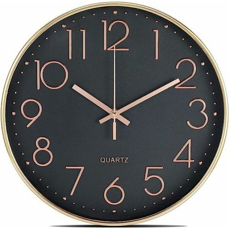 Silent wall clock (30.5 cm) Battery operated Easy to read Decorative for kitchen, home, living room, office, bathroom (1/4)