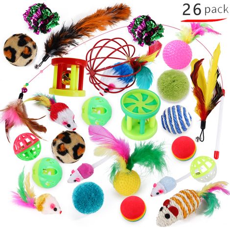 Jouets pour chats, assortiment de jouets combinés, chat rigolo, souris, clochette, (1/5)