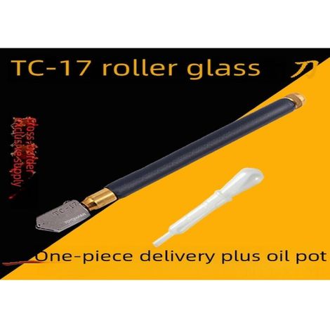 Beyamis Couteau à verre japonais Toyo TC-17 – coupe-verre à rouleau, manche en fer, jaune, pour vitrage/DIY