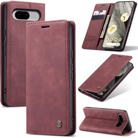 Coque portefeuille KAL pour Google Pixel 8 5G,housse cuir premium à rabat magnétique avec fonction portefeuille,vin rouge (1/5)