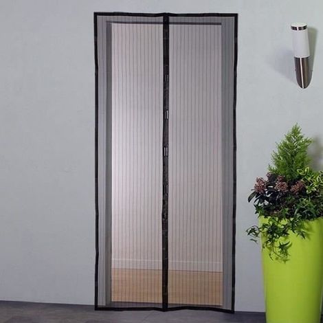 Moustiquaire rideau pour porte magnétique - H220 cm x L100 cm - Polyester noir (1/3)