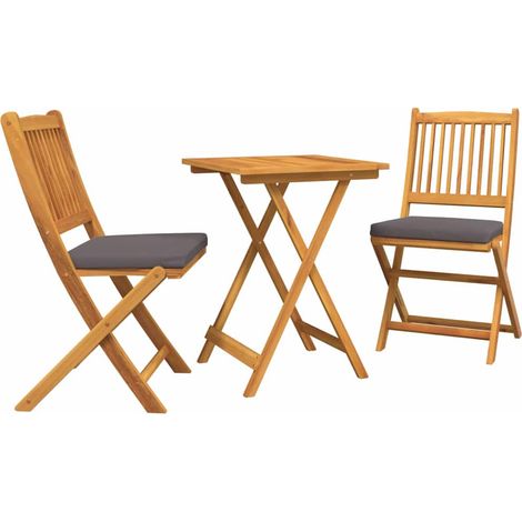 Ensemble bistro de jardin 3 pcs Mobilier de jardin Marron Bois d'Acacia Massif (1/5)