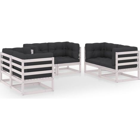 INLIFE Salon de jardin 6 pcs avec coussins Bois de pin massif (1/5)