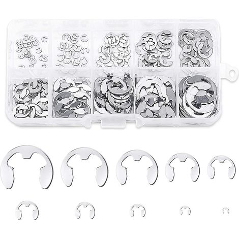 Kit de 200 anneaux de retenue de circlips en acier inoxydable, circlips de retenue en acier inoxydable (1/5)