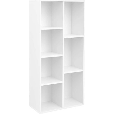 Libreria con 7 scomparti scaffale con 7 cubi aperti portaoggetti per soggiorno e ufficio 50 x 24 x 106 cm stile moderno bianco 120000497
