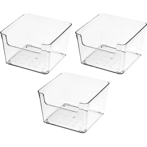 Lot de 3 boîtes de rangement en acrylique transparent pour bureau, idéales pour ranger maquillage, stylos, sous-vêtements et autres accessoires.-Small