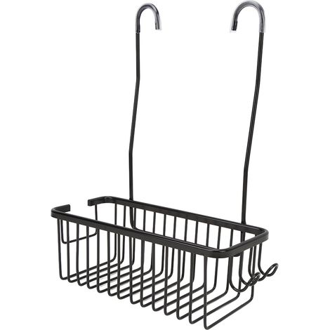 Étagère de rangement à suspendre aux toilettes, grande capacité, panier de rangement en aluminium pour WC, organisateur de salle de bain en métal, noir (1/5)