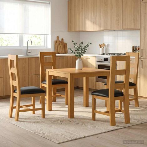 vidaXL Ensemble de salle à manger 5 pc Noir Bois de chêne massif (1/5)