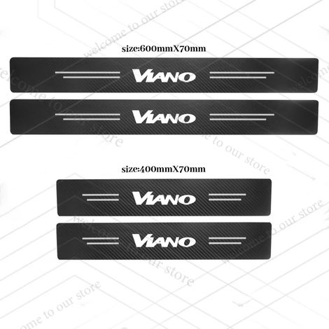 (4 pièces pour logo Viano) Convient aux modèles Viano, Vito, Sprinter, Classe V (W639, W903, W907) : baguettes de seuil de porte en fibre de carbone, autocollants pour coffre. (1/4)