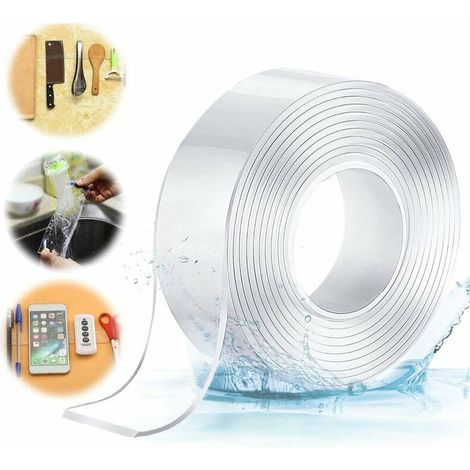 Traceless Traceless Tape Washable Reusable Repositionable Home Adhesive 2MM 3CM 1M Traceless Tape Washable No Trace No Traces , Double Sided Nano Non-slip Adhesive Tape (1/5)