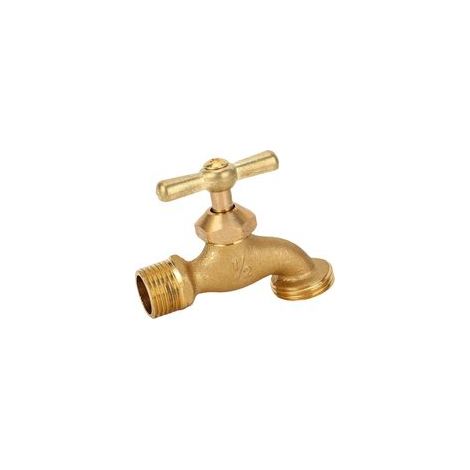 Robinet D'arrosage, Vanne de Jardin Robuste en Laiton avec Poignée en Zinc pour la Gestion de L'eau Extérieure, Raccord 1/2 Po MIP X 3/4 Po MHT (1/5)