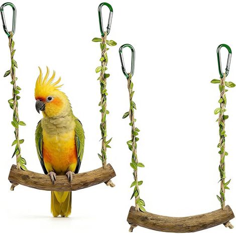 2 Pièces Perchoir Perroquet en Bois Naturel (1/5)
