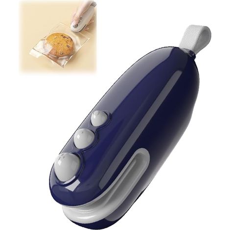 Scelleuse thermique mini rechargeable 2 en 1 avec lame de coupe intégrée, scelleuse portable et rapide pour sacs alimentaires et sachets de chips, scelleuse sous vide hermétique, couleur bleue