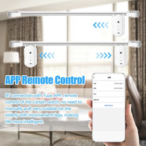 1 moteur de rideau intelligent Tuya avec commande vocale Bluetooth, robot électrique, application de programmation, minuterie, compatible avec Alexa Home pour rails en T/U (1/5)