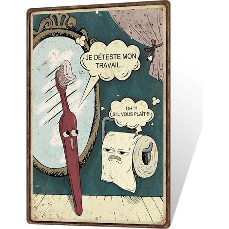 Décoration Murale Aluminium I Hate My Job 20x30cm, Plaque Métallique Humour WC, Déco Toilettes Bureau (1/5)