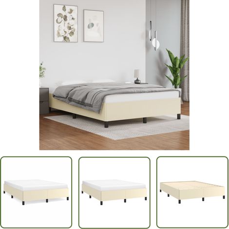 The Living Store Cadre de lit sans matelas crème 140x190 cm similicuir - Cadre De Lit - Lit Double - Lit Similicuir - Literie - Meubles Chambre (1/5)