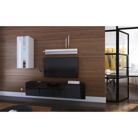 Ensemble meuble TV NEXT 271 AN271-17BW-HG22-1A noir-blanc brillant 193 cm