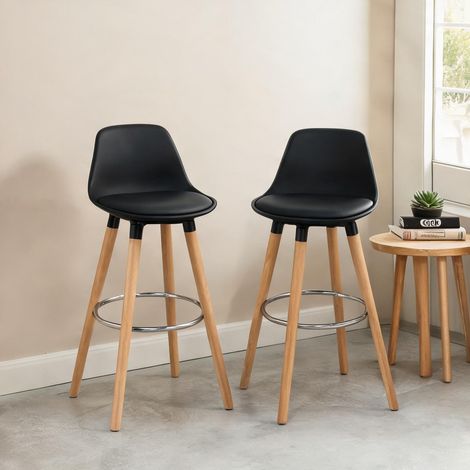 Tabouret de bar noir en PU 43 x 43 x 91 cm (1/5)