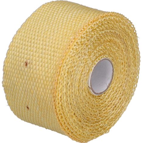 Ruban isolant thermique de 5 m en fibre de verre et acier allié avec 6 attaches de câble en acier pour tuyaux d'échappement automobiles et motos - Jaune (1/5)