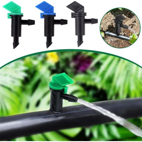 (100 pièces 4 L) Goutteur d'arrosage goutte à goutte pour jardin, goutteur réglable en forme de drapeau, buse de micro-arrosage à débit constant avec embout cannelé 1/4". (1/4)