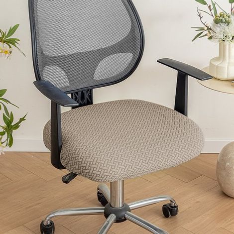 Coprisedie elasticizzati in 2 pezzi per sedie da ufficio, in tessuto jacquard, copricuscini per sedie da computer, con cinghie, lavabili, per la decorazione di sale da pranzo, (1/5)