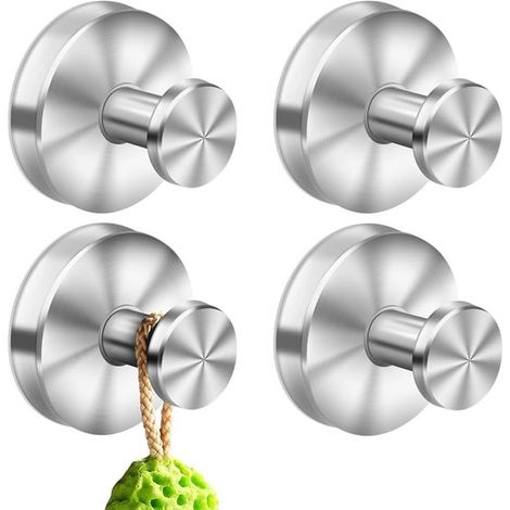 Set da 4 pezzi - Ganci a ventosa - Ganci a ventosa resistenti - Ganci a ventosa - Ganci per asciugamani da bagno - Adatti per casa, cucina, bagno, ufficio e vetri delle finestre - Argento