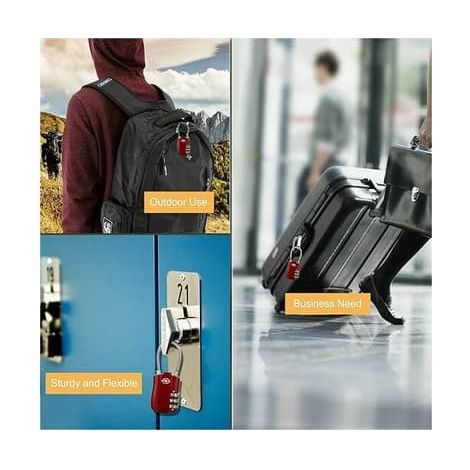 Pack de 2 bagagelås (röd), 3 positions säkerhetslås, kombinationslås, resväska kombinationslås