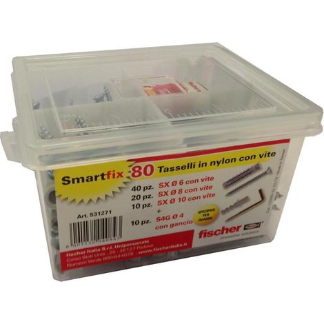 Kit de fijación Fischer Smartfix 80 piezas gris nylon