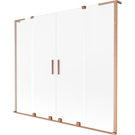 Mexen Velar L Duo mampara de bañera con 2 hojas correderas 180 x 150 cm, escarcha, cobre cepillado - 896-180-003-32-65 (1/2)