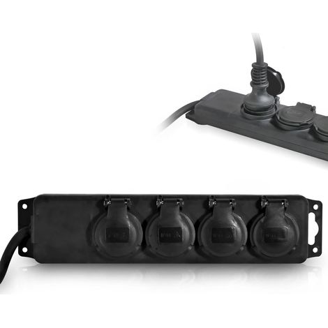 Bloc multiprises 4 entrées étanche IP44 - Cordon H07RN-F 1.5M 3x1.5mm² FRANELEC