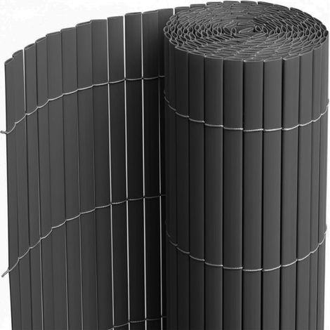 Canisse en PVC - JUANIO - PVC tube plat - Gris - 80 x 500 cm - Résistante UV & intempéries
