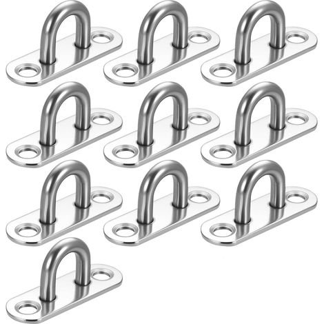 10 Crochet Plafond Charge Lourde Pontet Inox Visser Plaque Oeillet (1/5)