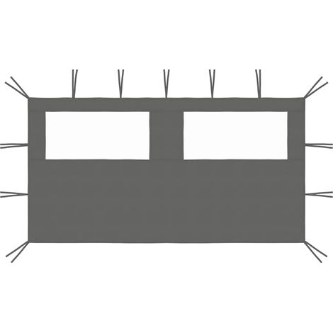Paroi latérale de belvédère avec fenêtres - Accessoire pour tente et tonnelle 4x2 m Anthracite BV806945 - BonneVie (1/4)