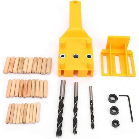 Outil de Guide de Forage de gabarit de Trou, Outil de Guide de Forage de gabarit de Trou Droit Tenu dans la Main en Plastique ABS localisateur de menuiserie de menuiserie(Outil 38Pcs) (1/5)
