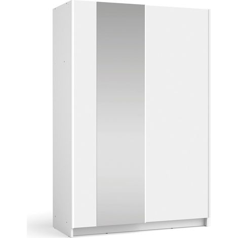 Schwebetürenschrank LYSIA mit Spiegel – 120 x 182 x 55 cm – Farbe Weiß