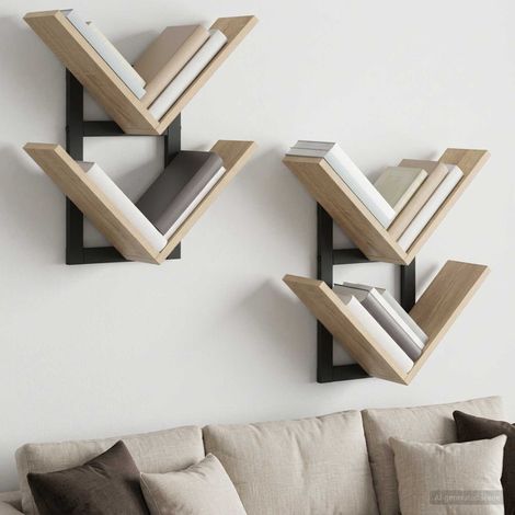 vidaXL Wall Floating Shelf 2 pcs Sonoma Oak 43 x 15 x 47 cm (1/5)