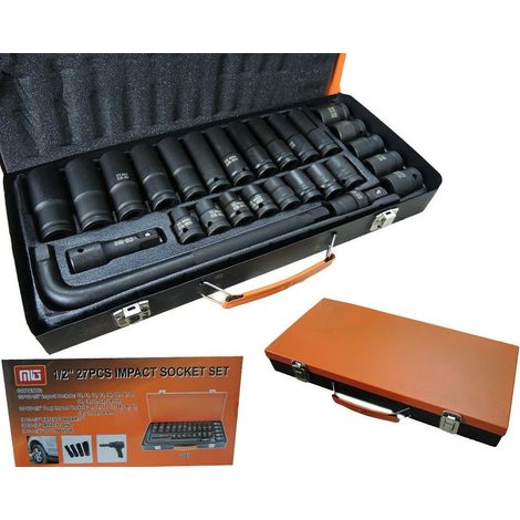 Kit 27 Bussole/Boccole Adattatore rinforzate per avvitatore pneumatico da 1/2"