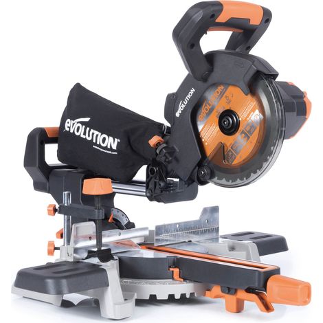 Evolution Power Tools R185SMS-Li Troncatrice scorrevole cordless per taglio multi-materiale, smusso 45°, bisello 50°, 850 W - Include lama TCT - da 185 MM, 3 anni di garanzia, Batteria non inclusa (1/4)