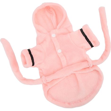 Peignoir pour animaux de compagnie, chaud et absorbant, avec capuche et ceinture élastique, pour chiots et petits chiens/chats (taille M). (1/5)